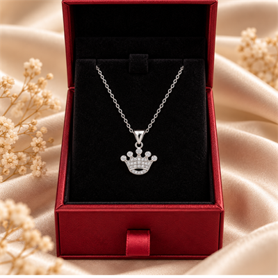Servi 925 Ayar Gümüş Royal Crown Taç Kolye