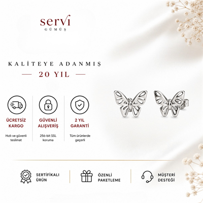 Servi 925 Ayar Gümüş Silver Wings Kelebek Figürlü Küpe