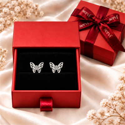 Servi 925 Ayar Gümüş Silver Wings Kelebek Figürlü Küpe