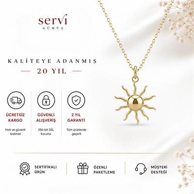 Servi 925 Ayar Gümüş Solis Güneş Kolye