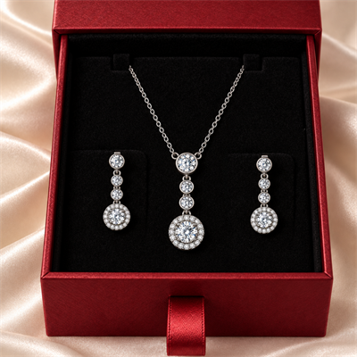 Servi 925 Ayar Gümüş Starlight Zirkon Taşlı Kolye ve Küpe Seti