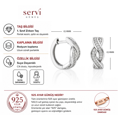 Servi 925 Ayar Gümüş Valencia Küpe