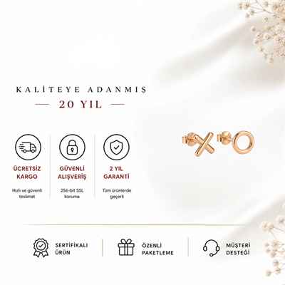 Servi 925 Ayar Gümüş XOXO Rose Küpe