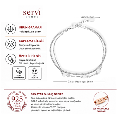 Servi 925 Ayar Love Chain Bileklik