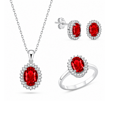 Servi 925 Ayar Gümüş Oval Anturaj Set
