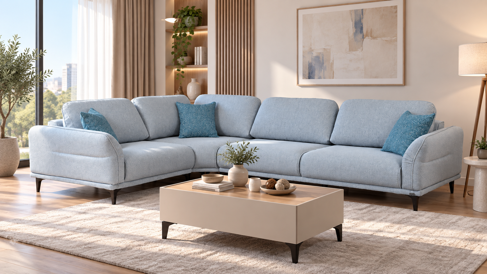 Livenza modeli ilə qonaq otağı üçün künc divan seçimi