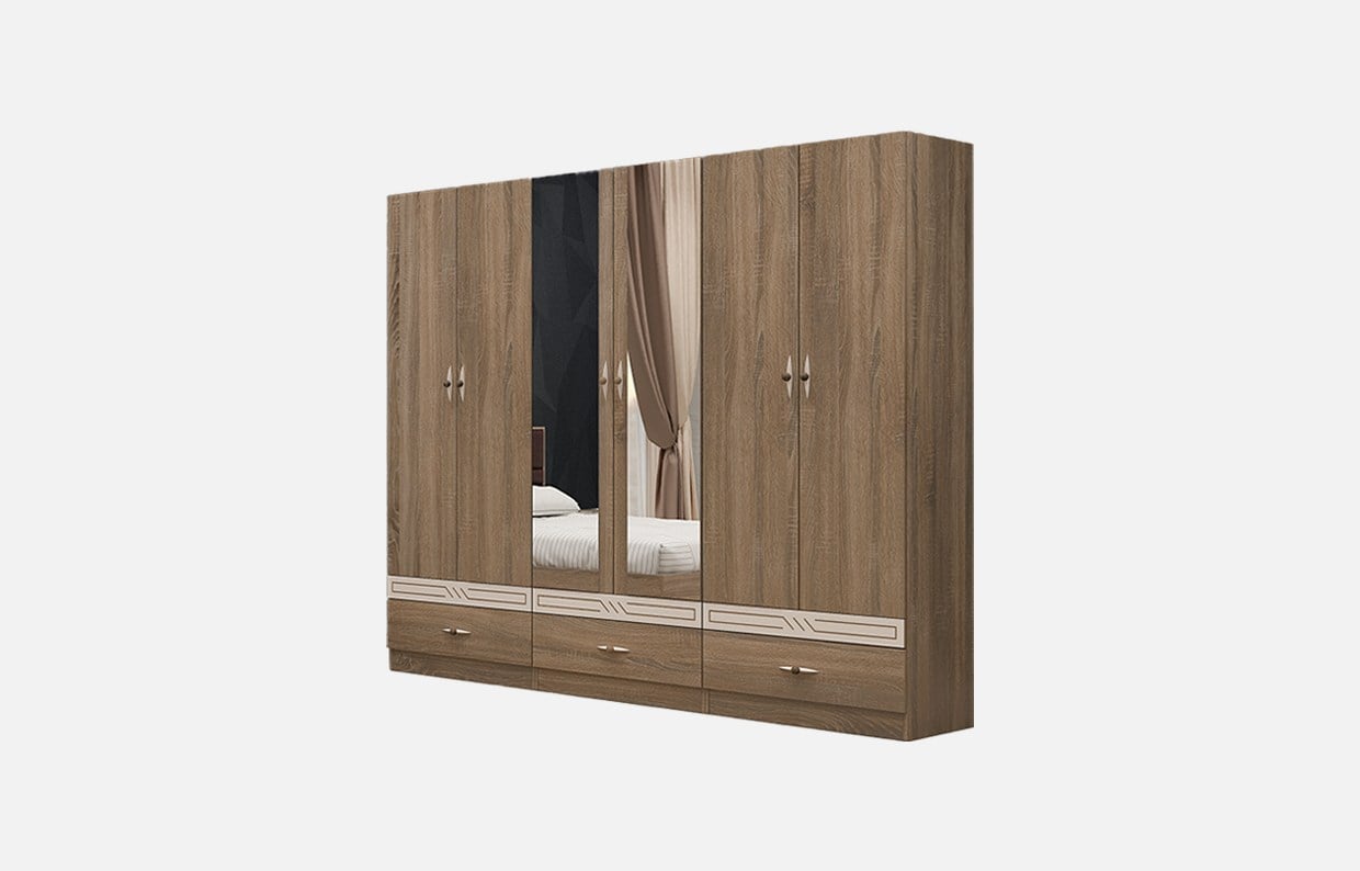 İstanbul Yataq Dəsti (6 Qapılı Dolab ilə 2 güzgülü, 4 melamin qapı)
