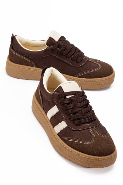 Vera Kahverengi Süet Kadın Kalın Taban Sneaker