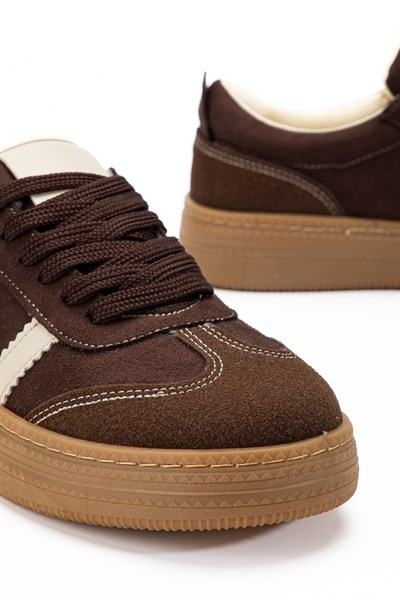 Vera Kahverengi Süet Kadın Kalın Taban Sneaker
