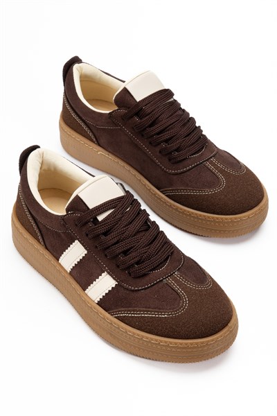 Vera Kahverengi Süet Kadın Kalın Taban Sneaker