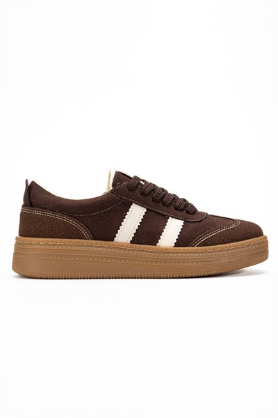 Vera Kahverengi Süet Kadın Kalın Taban Sneaker