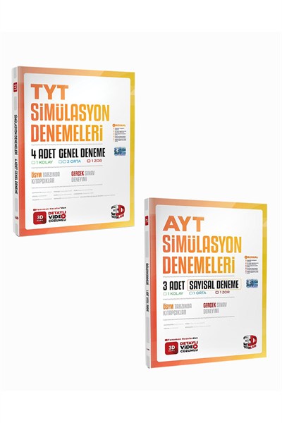 3D Yayınları TYT 4lü AYT Sayısal 3lü Genel Deneme (2 Kitap)