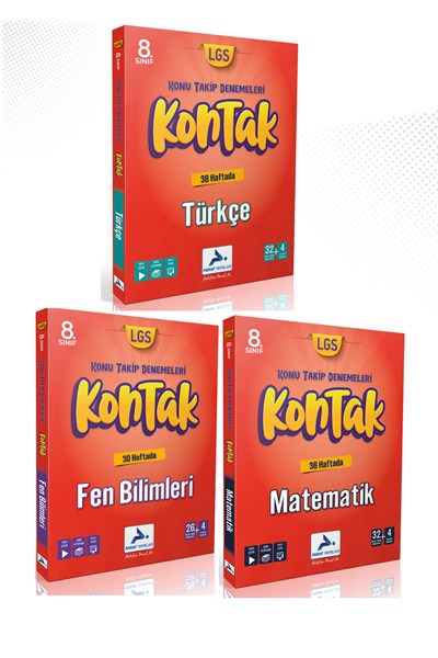 8. Sınıf Türkçe, Matematik, Fen Bilimleri Kontak Deneme (3 Kitap)