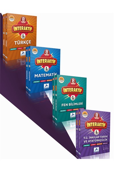 8. Sınıf Türkçe, Matematik, Fen, T.C İnkılap İnteraktif Soru Bankası (4 Kitap)