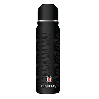 Beşiktaş Çelik Termos Bardaklı Kapak Siyah 650 ml