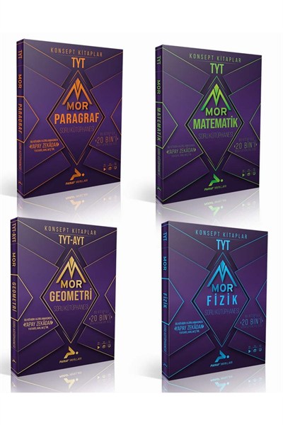 Mor Tyt Matematik, Fizik, Geometri, Paragraf Soru kütüphanesi(4 Kitap)