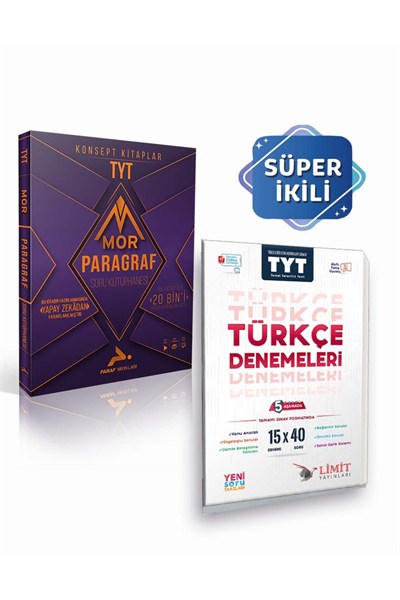 Mor Tyt Paragraf + Limit Tyt Türkçe 15li Deneme(2 Kitap)