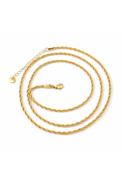 luxury steel gold renk 60+5 uzun burgu zincir çelik kolye