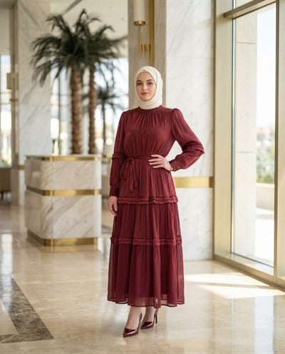 İpek Organze Kumaş Elbise 3037