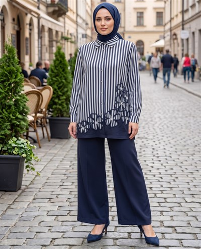 Nakışlı Bluz ve Pantolon Takım 3196