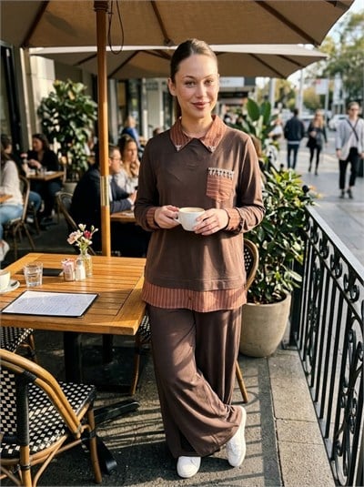 Taşlı Gömlek Detaylı İkili Takım 6510