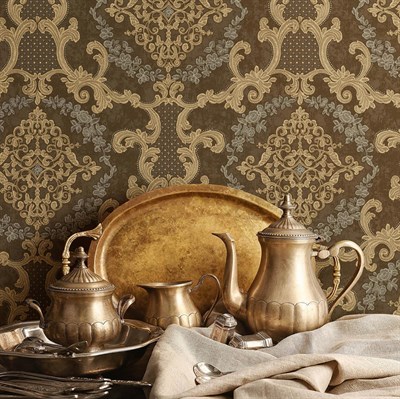 AdaWall Ephes 6802-5 Damask büyük, Simli Duvar Kağıdı 10m²
