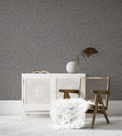 Adawall Icon 24103-4 Koyu Gri Kabartmalı Duvar Kağıdı