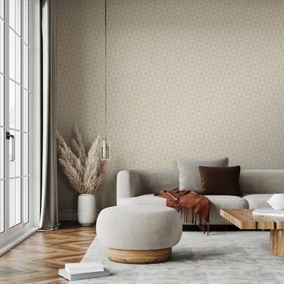 Adawall Icon 24105-2 Bej Kabartmalı Geometrik Duvar Kağıdı