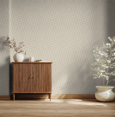 Adawall Icon 24105-2 Bej Kabartmalı Geometrik Duvar Kağıdı