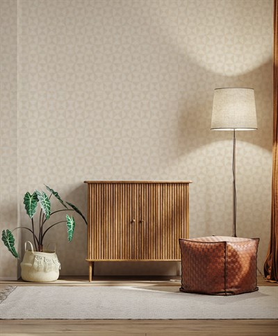 Adawall Icon 24105-2 Bej Kabartmalı Geometrik Duvar Kağıdı