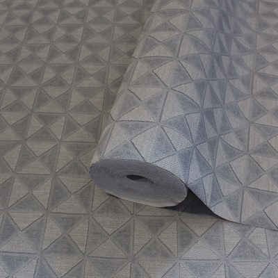 Adawall Icon 24105-3 Gri Kabartmalı Geometrik Duvar Kağıdı