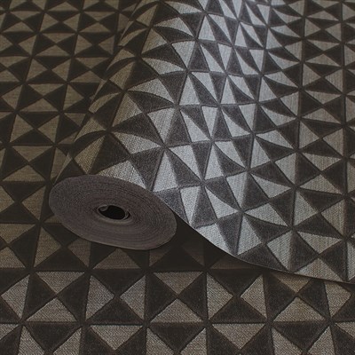 Adawall Icon 24105-5 Antrasit Kabartmalı Geometrik Duvar Kağıdı