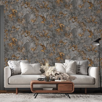 Adawall Icon 24109-4 Altın Detaylı Beton Efektli Modern Duvar Kağıdı