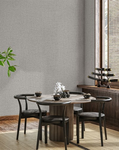 Adawall Icon 24110-3 Açık Gri Keten Dokulu Sade Modern Duvar Kağıdı