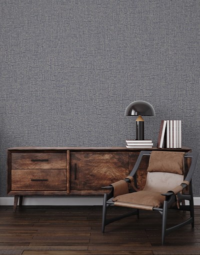 Adawall Icon 24110-4 Mavi Gri Keten Dokulu Modern Duvar Kağıdı