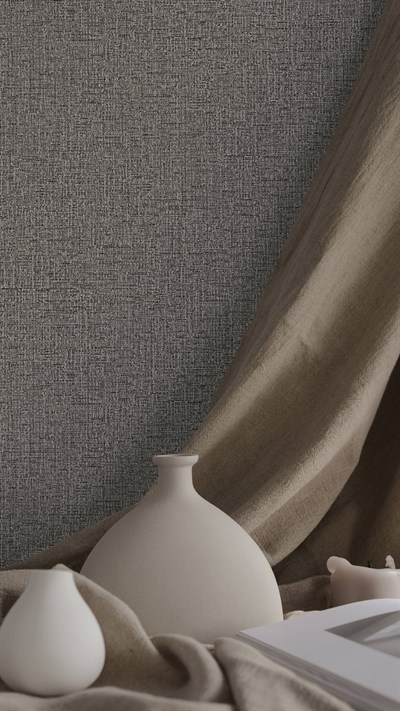 Adawall Icon 24110-5 Füme Koyu Gri Keten Dokulu Modern Duvar Kağıdı