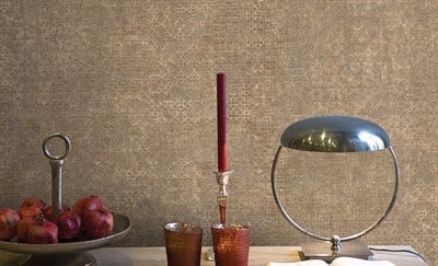 Decowall Orlando 1504-04 Duvar Kağıdı Koyu Krem Simli Eskitme Desenli