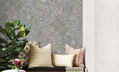 Decowall Orlando 1505-01 Duvar Kağıdı Mavi Eskitme Desenli Simli
