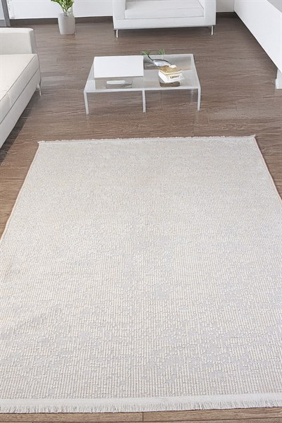 Beyaz Krem Şönil Kilim Salon Oturma Çocuk Odası Yolluk Dokuma Makine Halısı