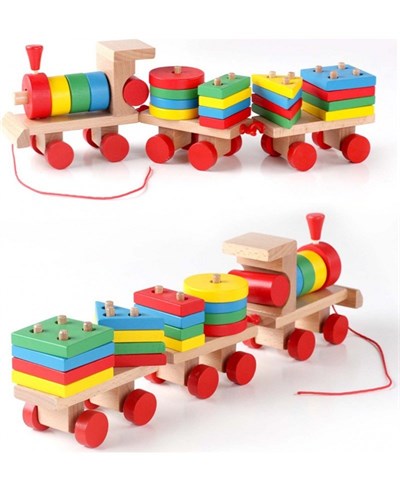 Hamaha Ahşap Geometrik Tren Seti
