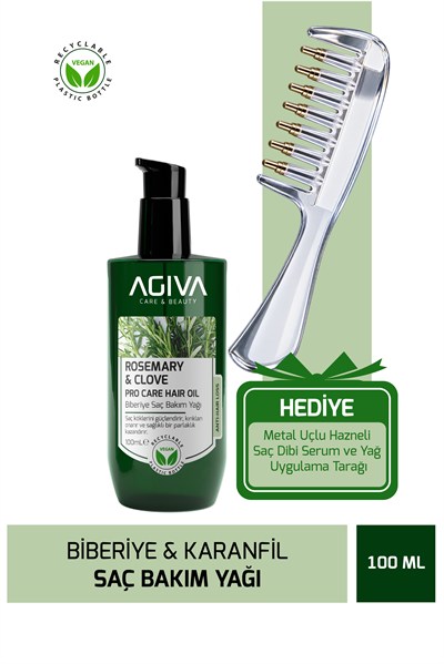 Biberiye&Karanfil Dökülme Karşıtı Saç Bakım Yağı - Tarak Hediyeli