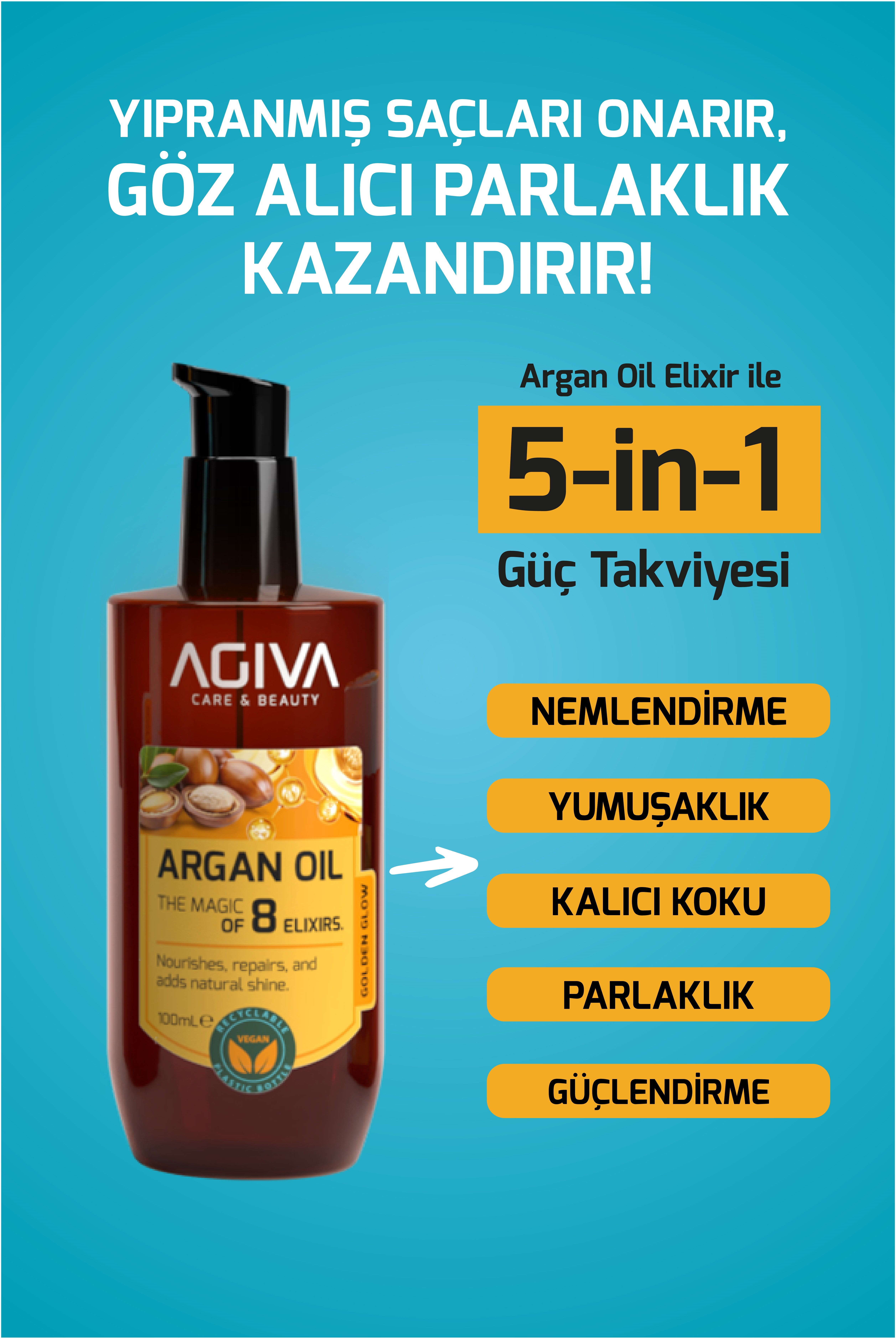 Agiva Argan İçerikli Saç Bakım Yağı