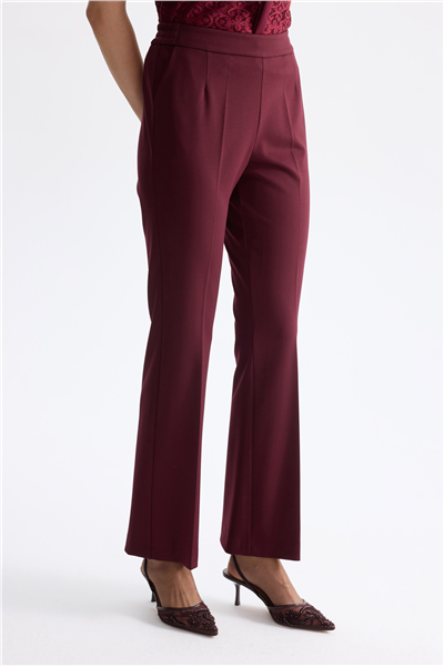 Ekol Beli Lastikli Bol Paça Pantolon Bordo