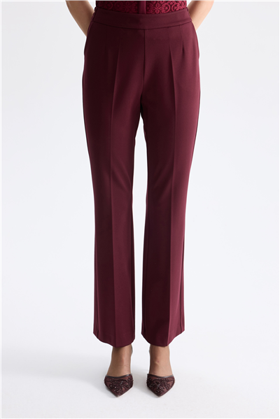 Ekol Beli Lastikli Bol Paça Pantolon Bordo