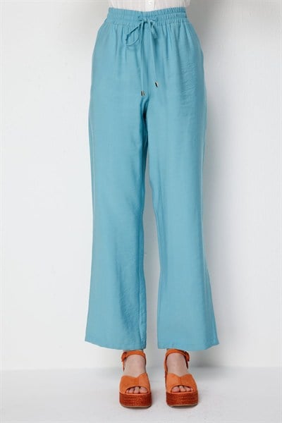 Ekol Beli Bağcıklı Bol Paça Pantolon AQUA