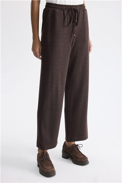 Ekol Beli Bağcıklı Bol Paça Pantolon Kahve