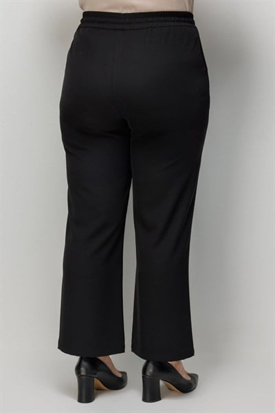 Ekol Beli Bağcıklı Bol Paça Pantolon SIYAH