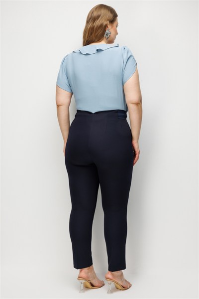 Ekol Beli Kalın Lastikli Dar Paça Pantolon LACIVERT