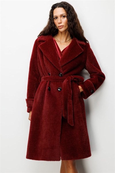 Ekol Beli Kuşaklı Peluş Kaban BORDO