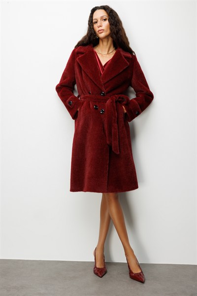 Ekol Beli Kuşaklı Peluş Kaban BORDO